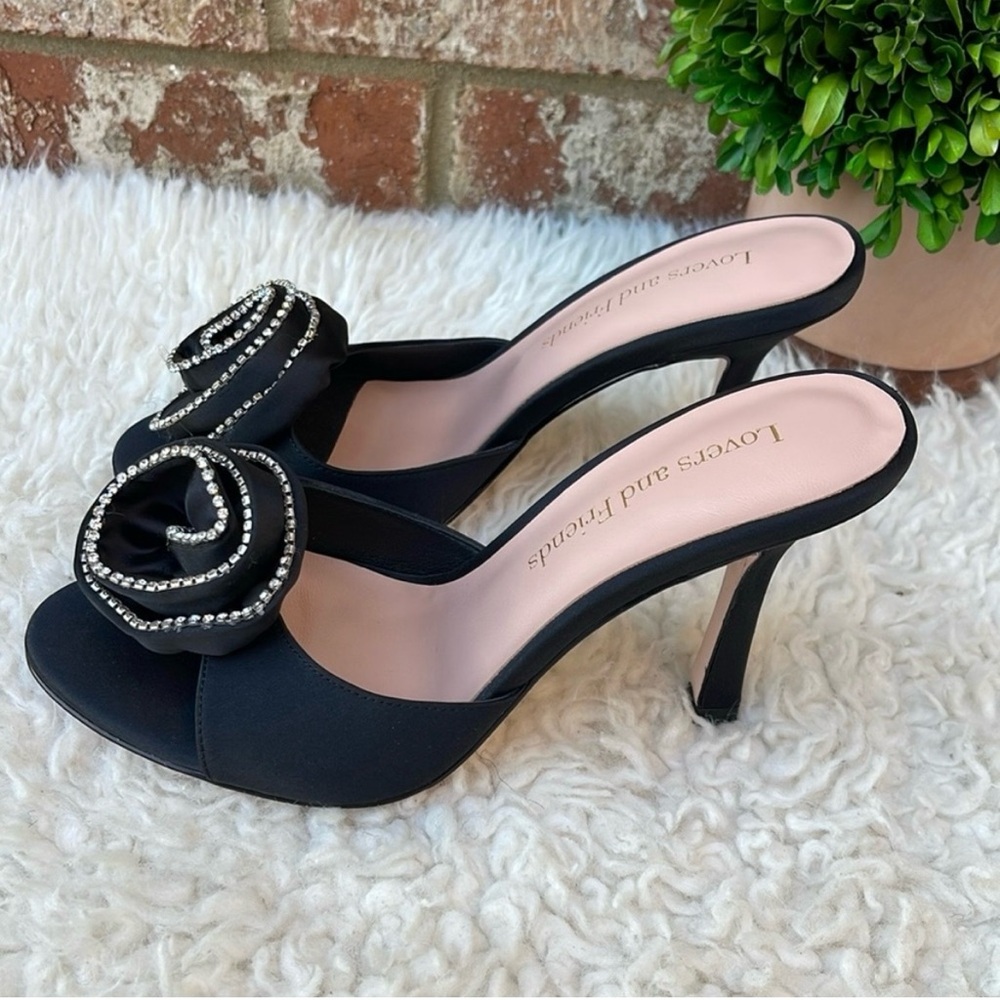New Revolve Lovers and Friends x
Rachel Merle Satin Rosette Heels in
Black Sz. 8 - Picture 5 of 11